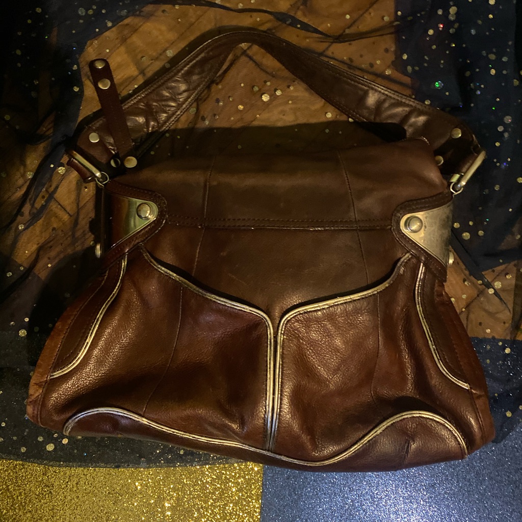 B. Mokowsky Vtg Leather Plum Maroon Brown Antiquated Gorg Shoulder Hobo Bag Y2k